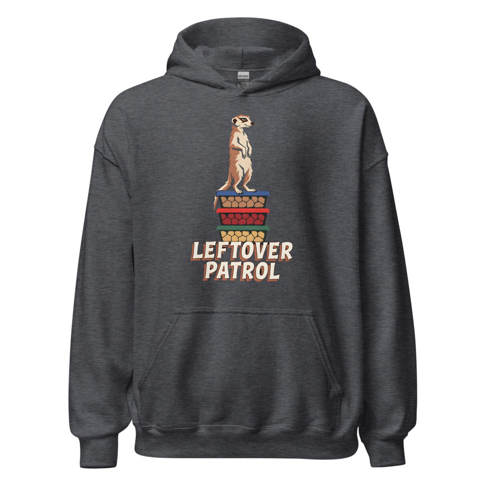 Leftover Patrol Meerkat funny Thanksgiving hoodie in Dark Grey Heather