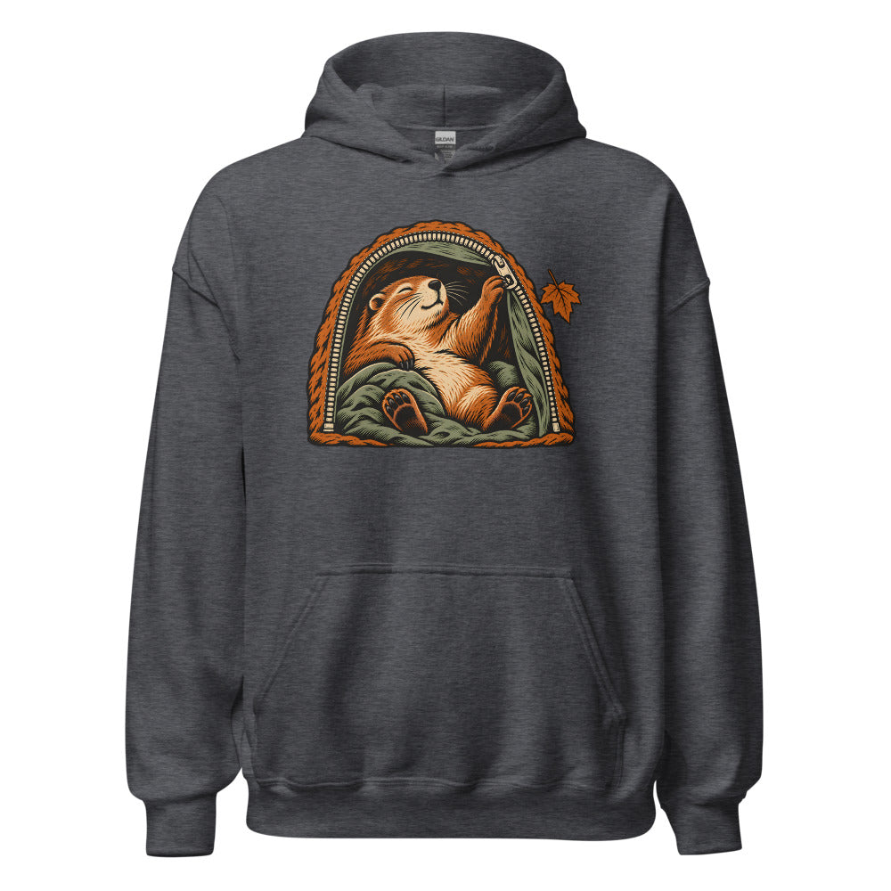 Hibernation Permit Groundhog funny winter hoodie in Dark Grey Heather