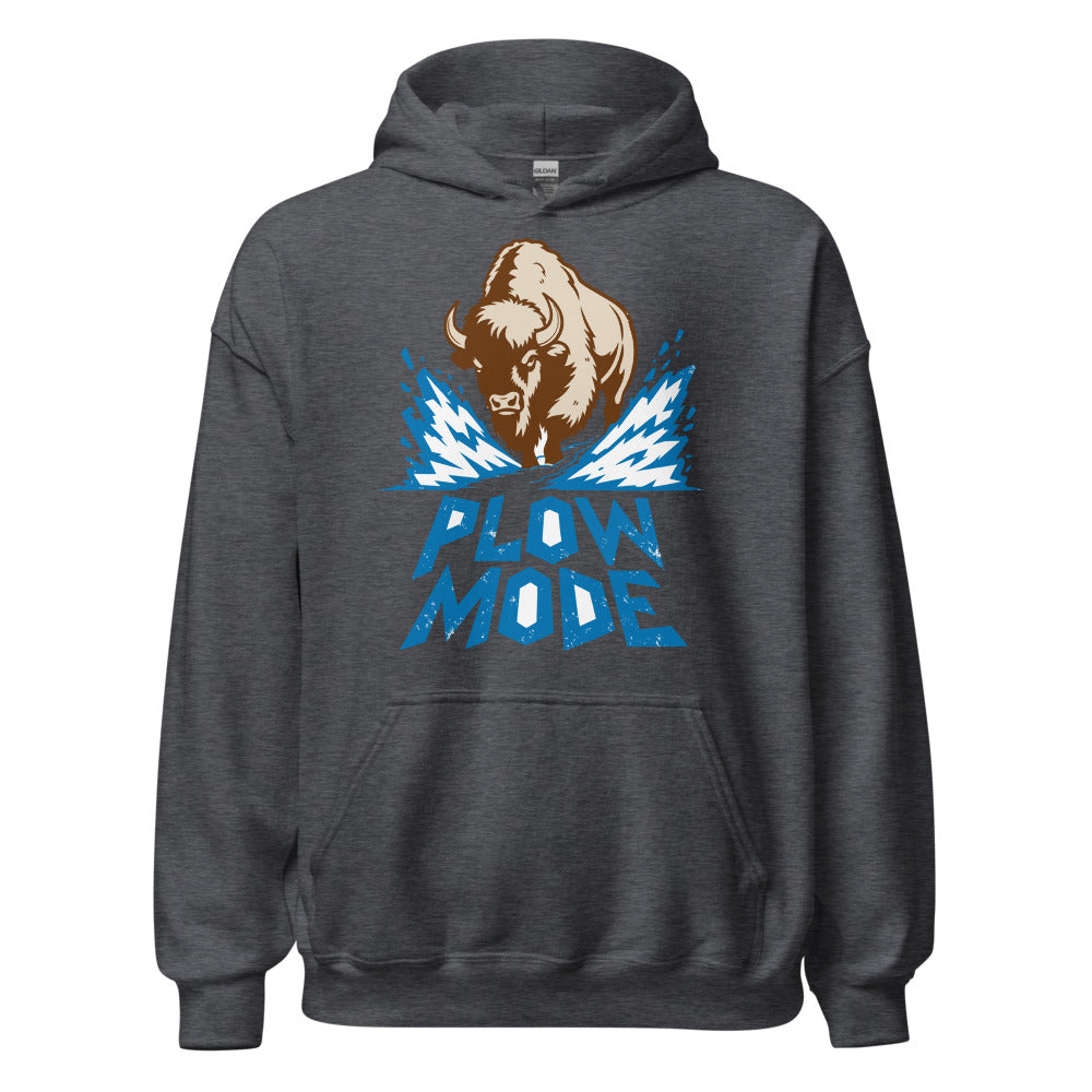Snow Shovel Substitute Bison funny winter hoodie in Dark Grey Heather