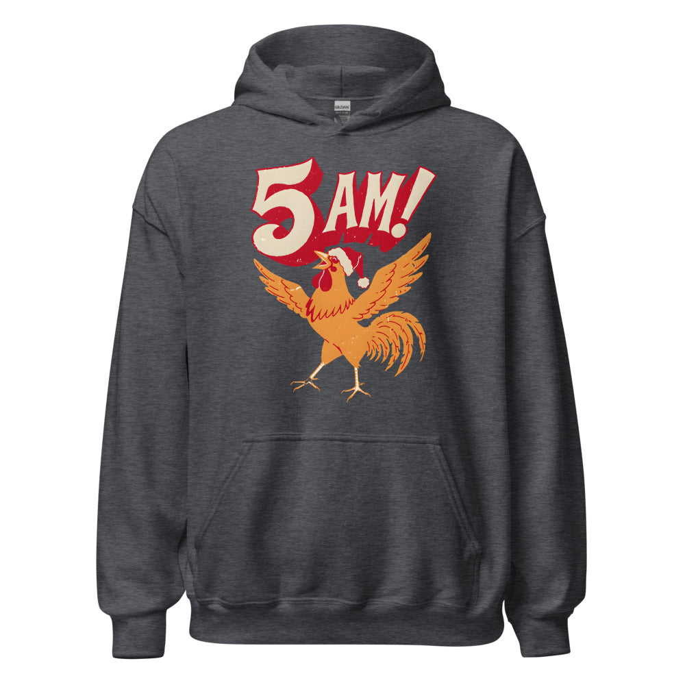 Christmas Alarm Rooster funny Christmas hoodie in Dark Grey Heather