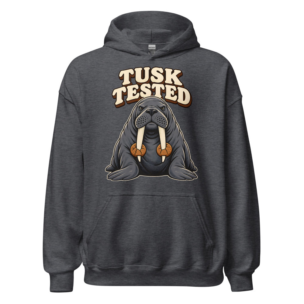 Cookie Quality Control Walrus funny Christmas hoodie in Dark Grey Heather
