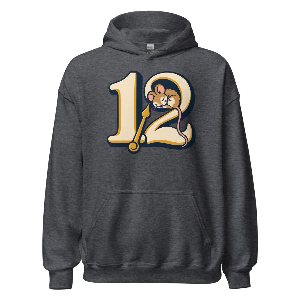 Midnight Countdown Nap Dormouse funny New Year's hoodie in Dark Grey Heather