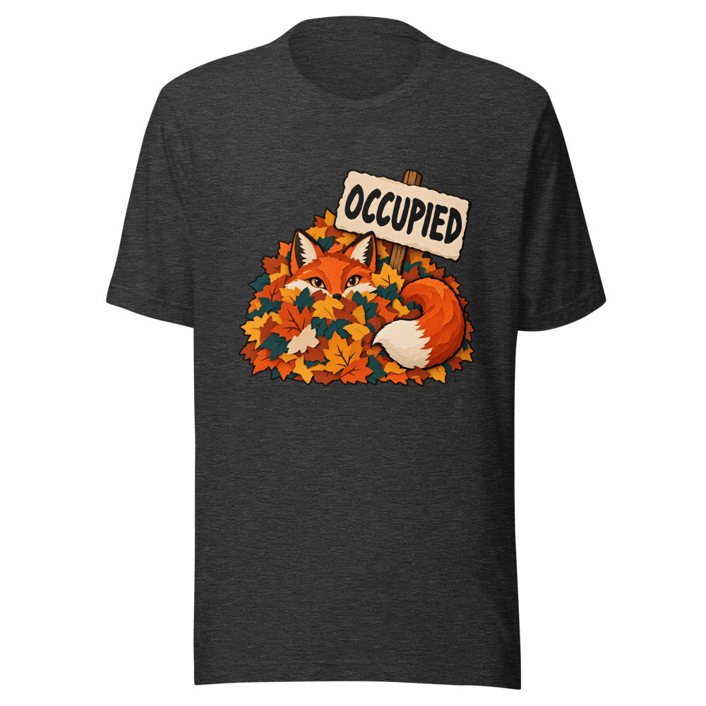 Leaf Pile Sublet Fox Shirt in Dark Grey Heather - front view