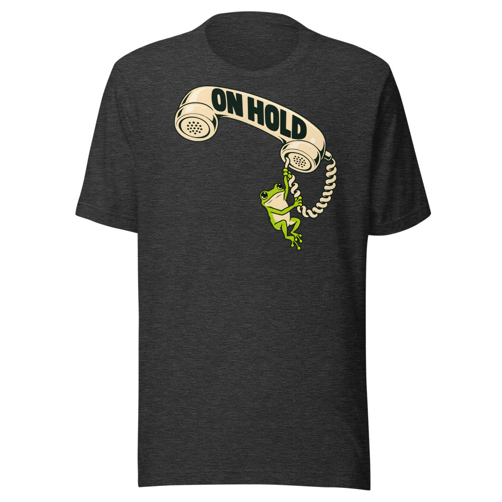 On Hold Frog Shirt in Dark Grey Heather - front view