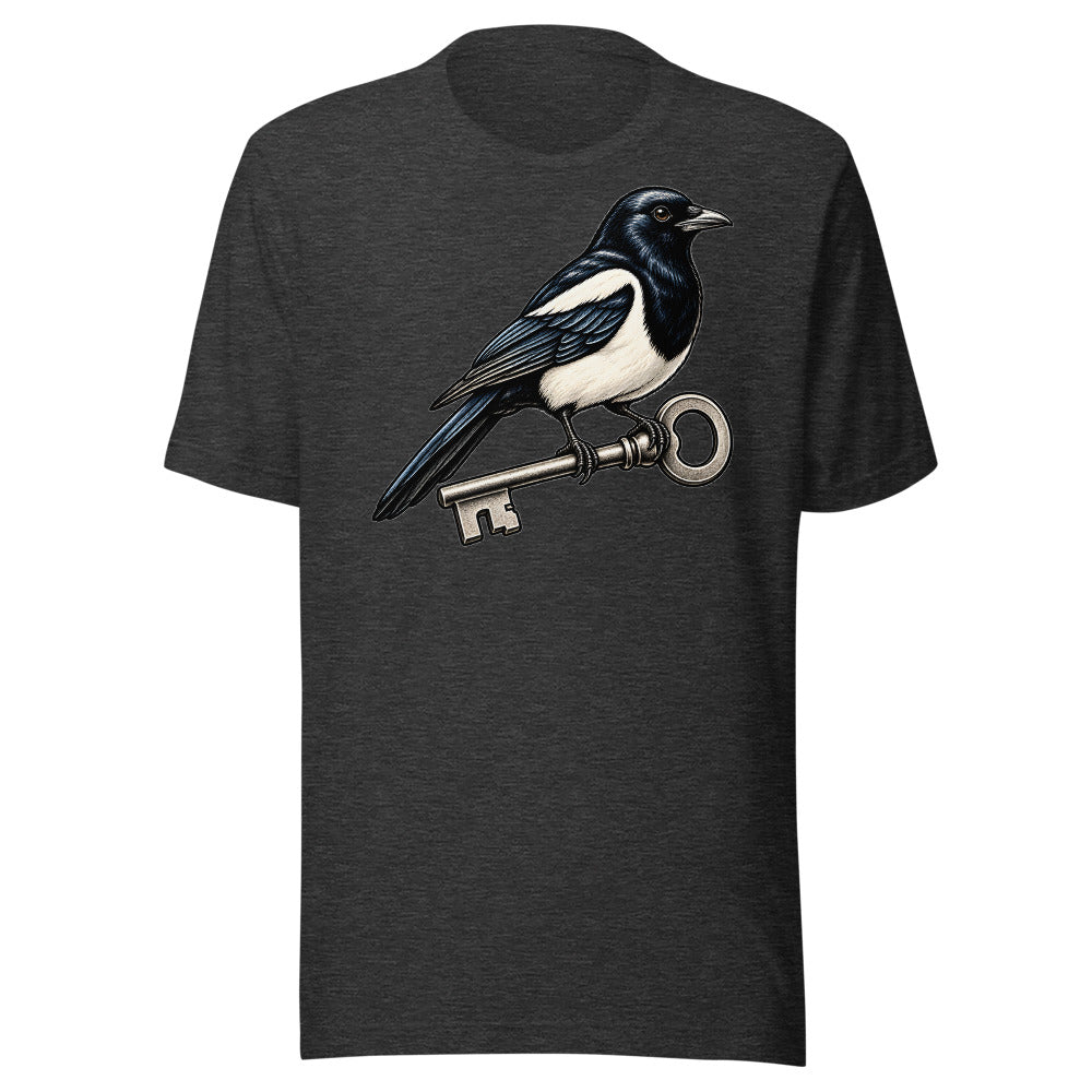 Lost Key Department Magpie Shirt in Dark Grey Heather - front view