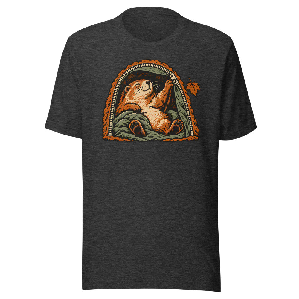 Hibernation Permit Groundhog Shirt in Dark Grey Heather - front view