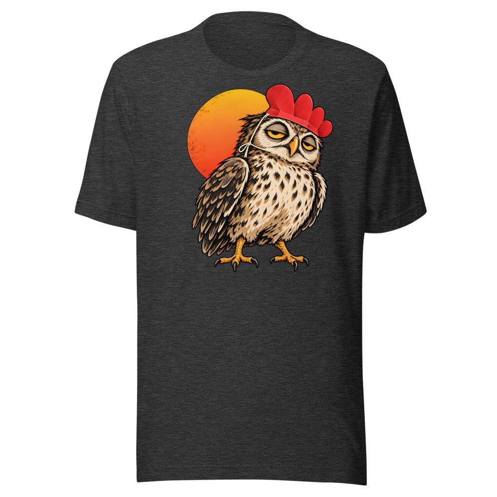 Early Bird Impostor Owl Shirt in Dark Grey Heather - front view