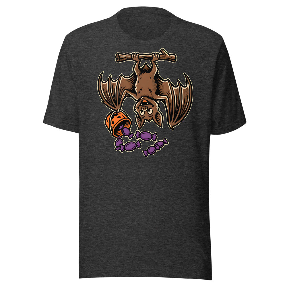 Upside-Down Haul Bat minimalist graphic shirt in Dark Grey Heather
