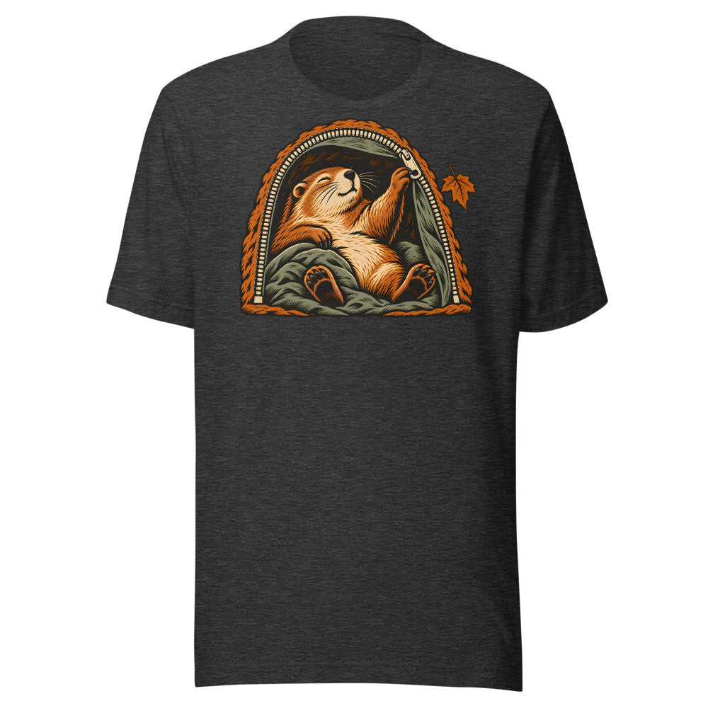 Hibernation Permit Groundhog Shirt (Art Only) in Dark Grey Heather - front view