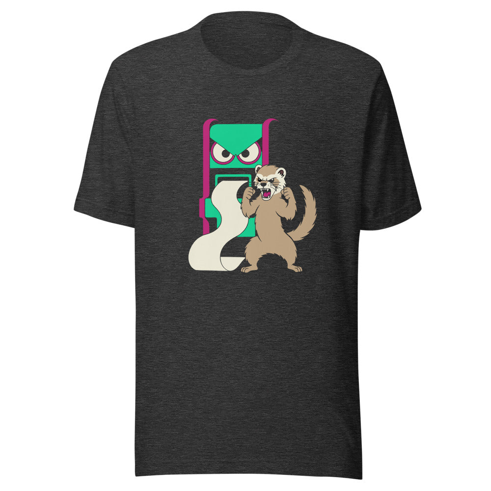 Self-Checkout Boss Fight Ferret Shirt (Art Only) in Dark Grey Heather - front view