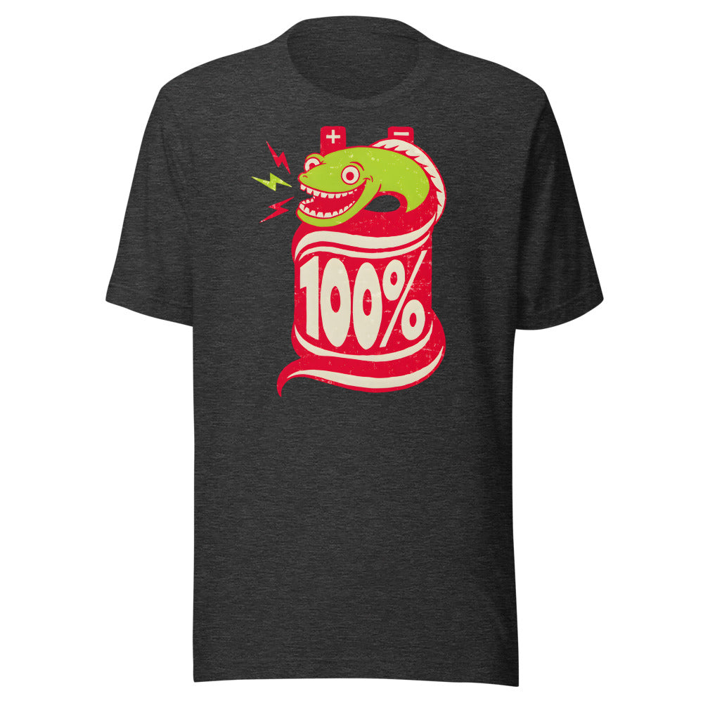 Fully Charged Eel funny ocean animal t-shirt in Dark Grey Heather