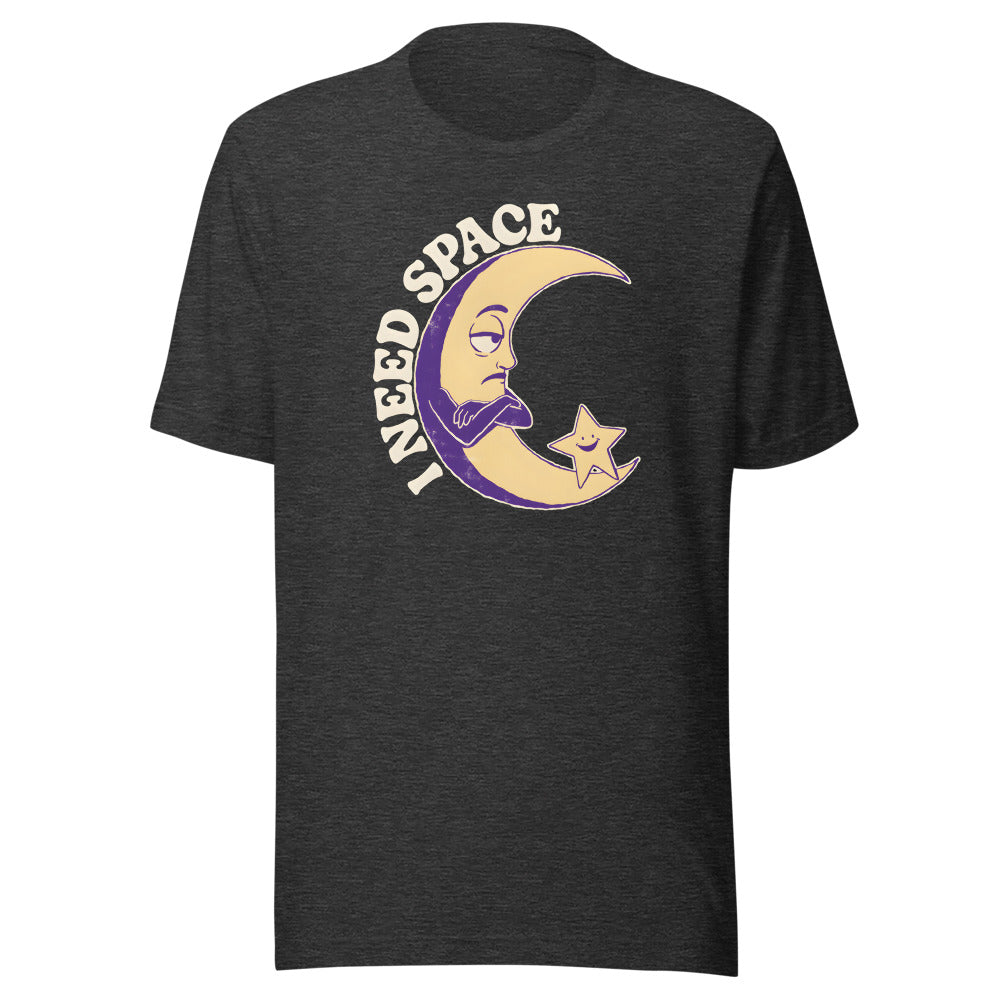I Need Space Moon Shirt in Dark Grey Heather - front view