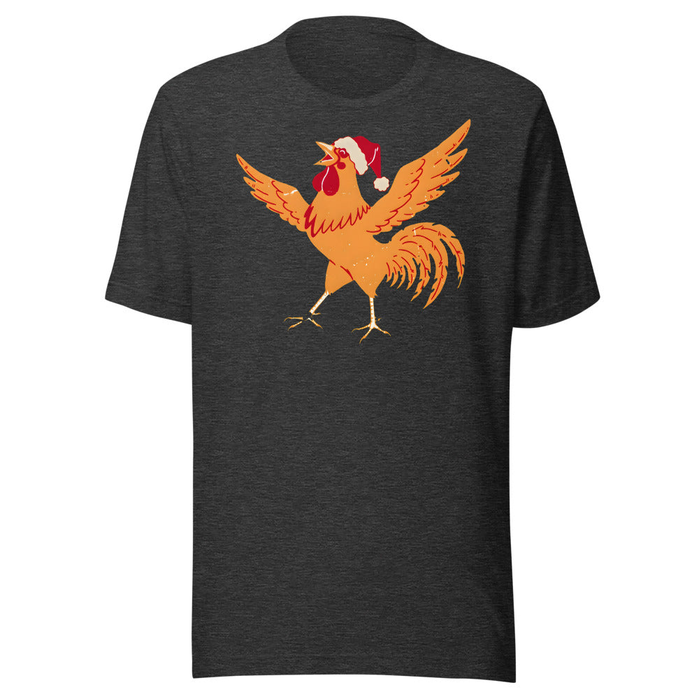 Christmas Alarm Rooster Shirt (Art Only) in Dark Grey Heather - front view