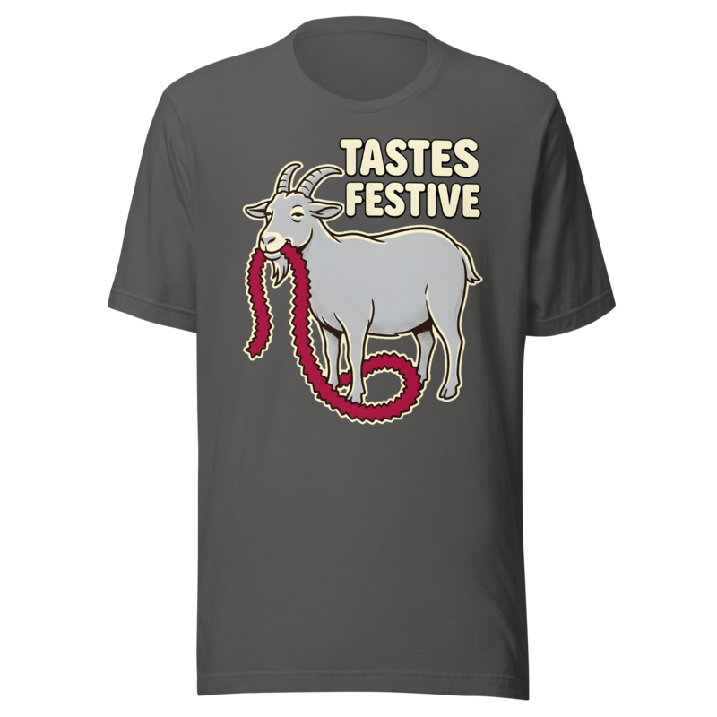 Tastes Festive Goat funny Christmas shirt in Asphalt