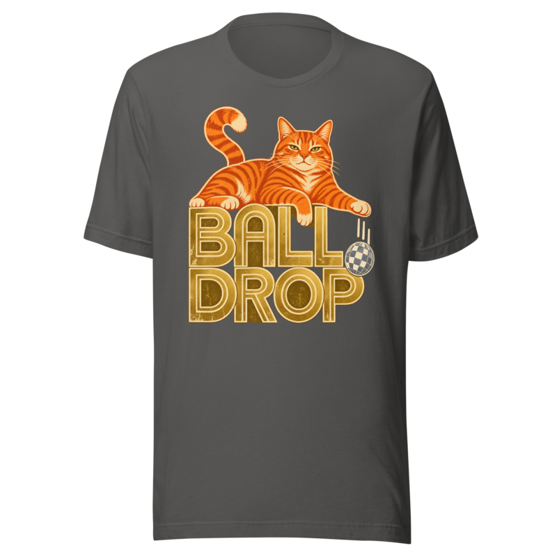 Ball Drop Cat funny New Year's shirt in Asphalt