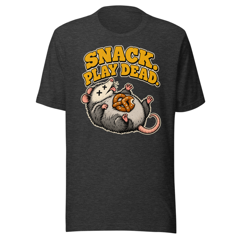 Midnight Snackdown Possum funny Thanksgiving shirt in Dark Grey Heather