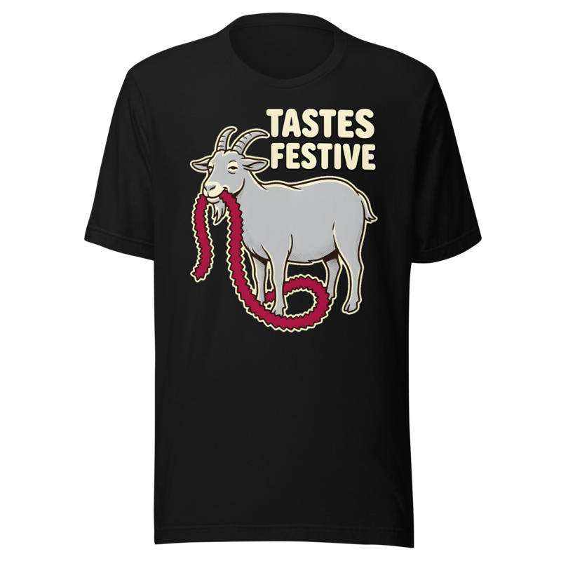 Tastes Festive Goat funny Christmas shirt in Black