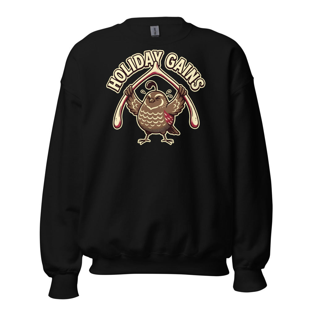 Holiday Gains Quail funny Thanksgiving sweatshirt in Black