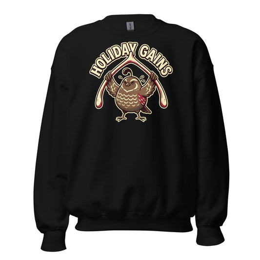 Holiday Gains Quail funny Thanksgiving sweatshirt in Black