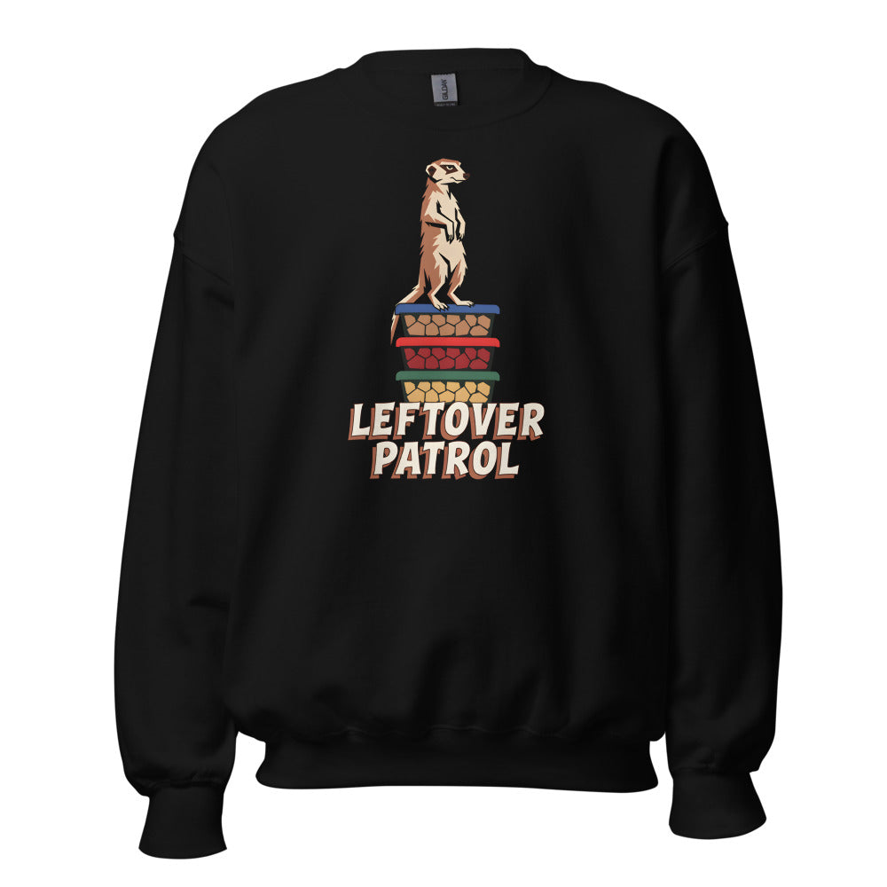 Leftover Patrol Meerkat funny Thanksgiving sweatshirt in Black