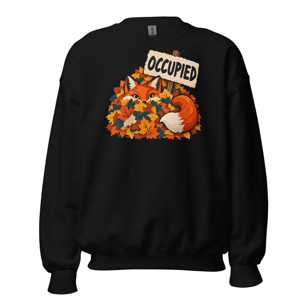 Leaf Pile Sublet Fox funny fall sweatshirt in Black