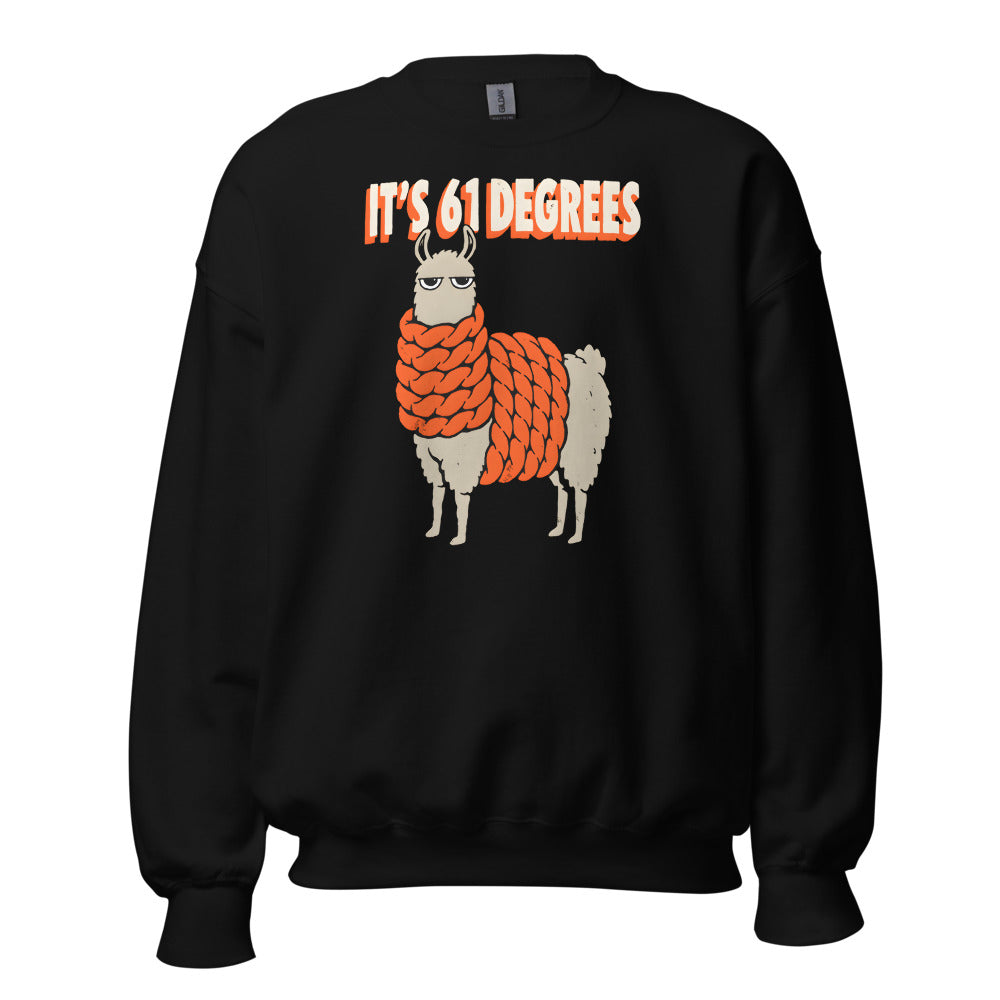 It's 61 Degrees Llama funny fall sweatshirt in Black