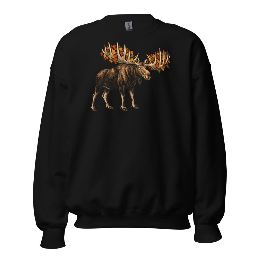 Rake Duty Moose funny fall sweatshirt in Black
