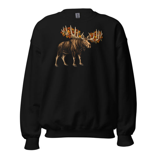 Rake Duty Moose funny fall sweatshirt in Black