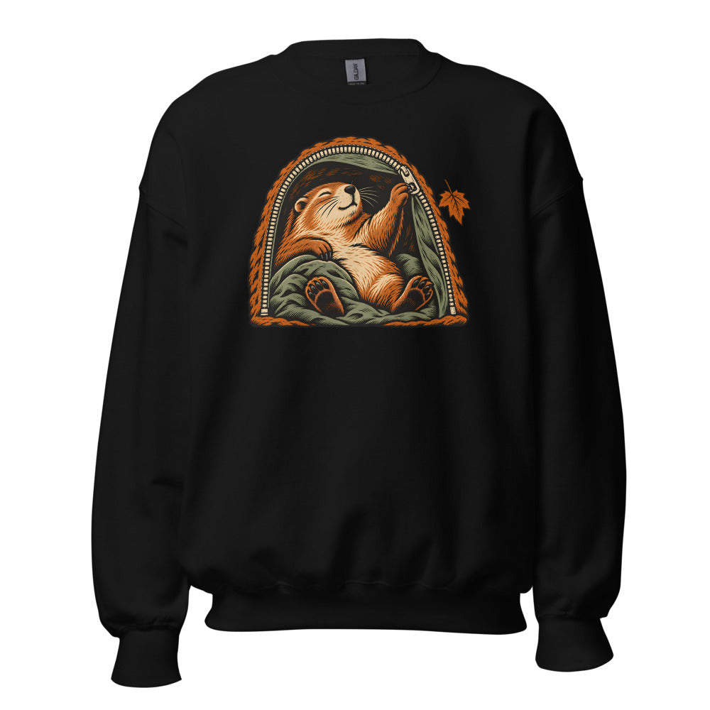 Hibernation Permit Groundhog funny winter sweatshirt in Black