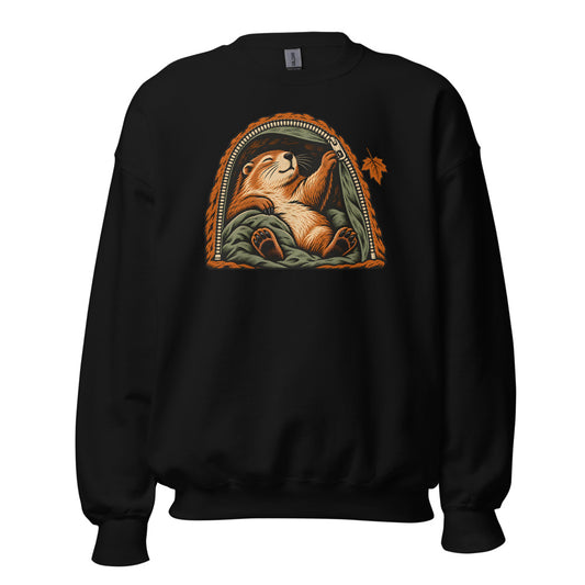Hibernation Permit Groundhog funny winter sweatshirt in Black