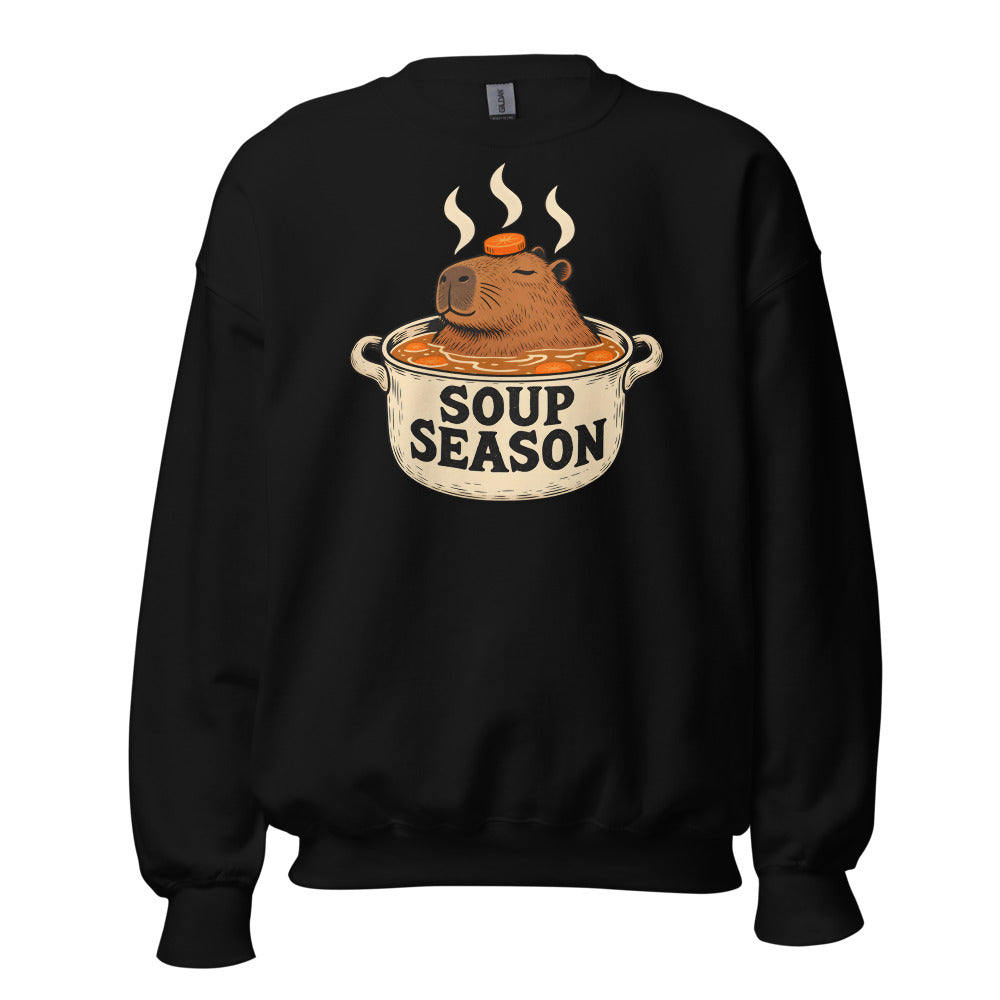 Soup Season Capybara funny winter sweatshirt in Black
