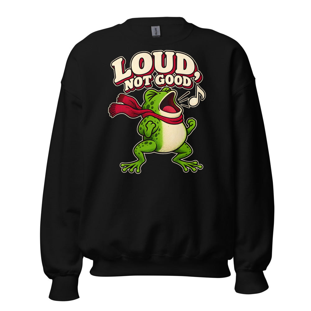 Carol Soloist Frog funny Christmas sweatshirt in Black