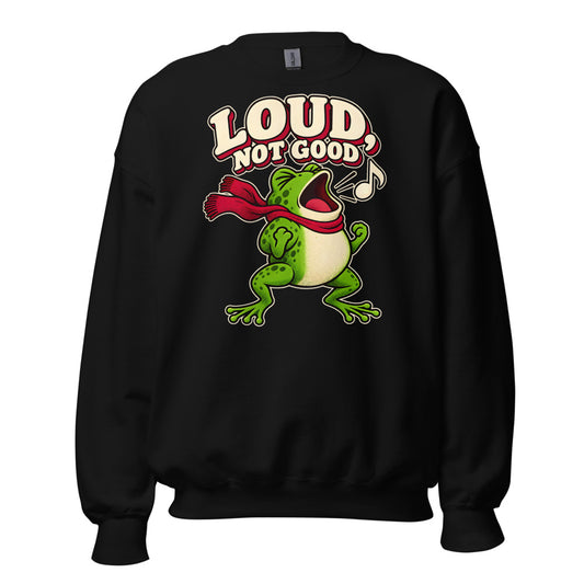 Carol Soloist Frog funny Christmas sweatshirt in Black