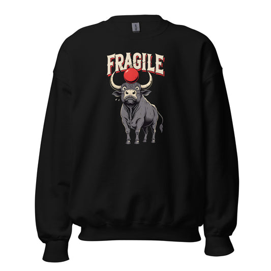 Fragile Ornament Bull funny Christmas sweatshirt in Black