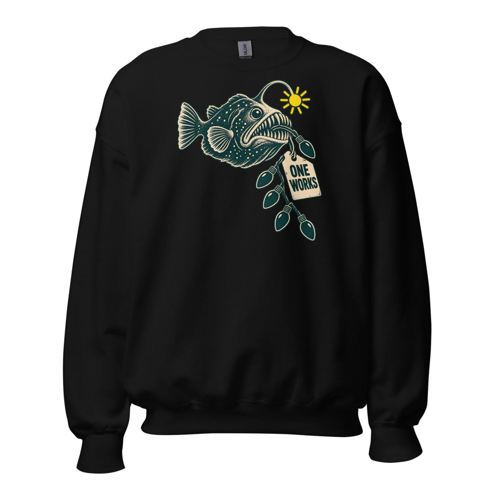 One Works Anglerfish funny Christmas sweatshirt in Black
