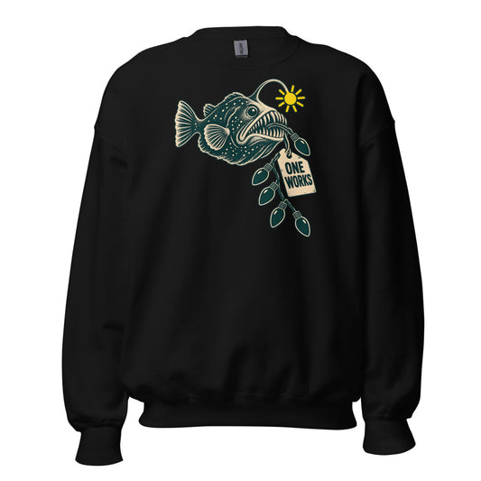 One Works Anglerfish funny Christmas sweatshirt in Black