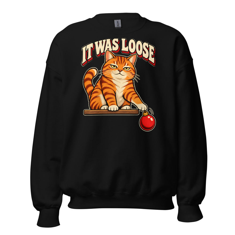Ornament Security Cat funny Christmas sweatshirt in Black
