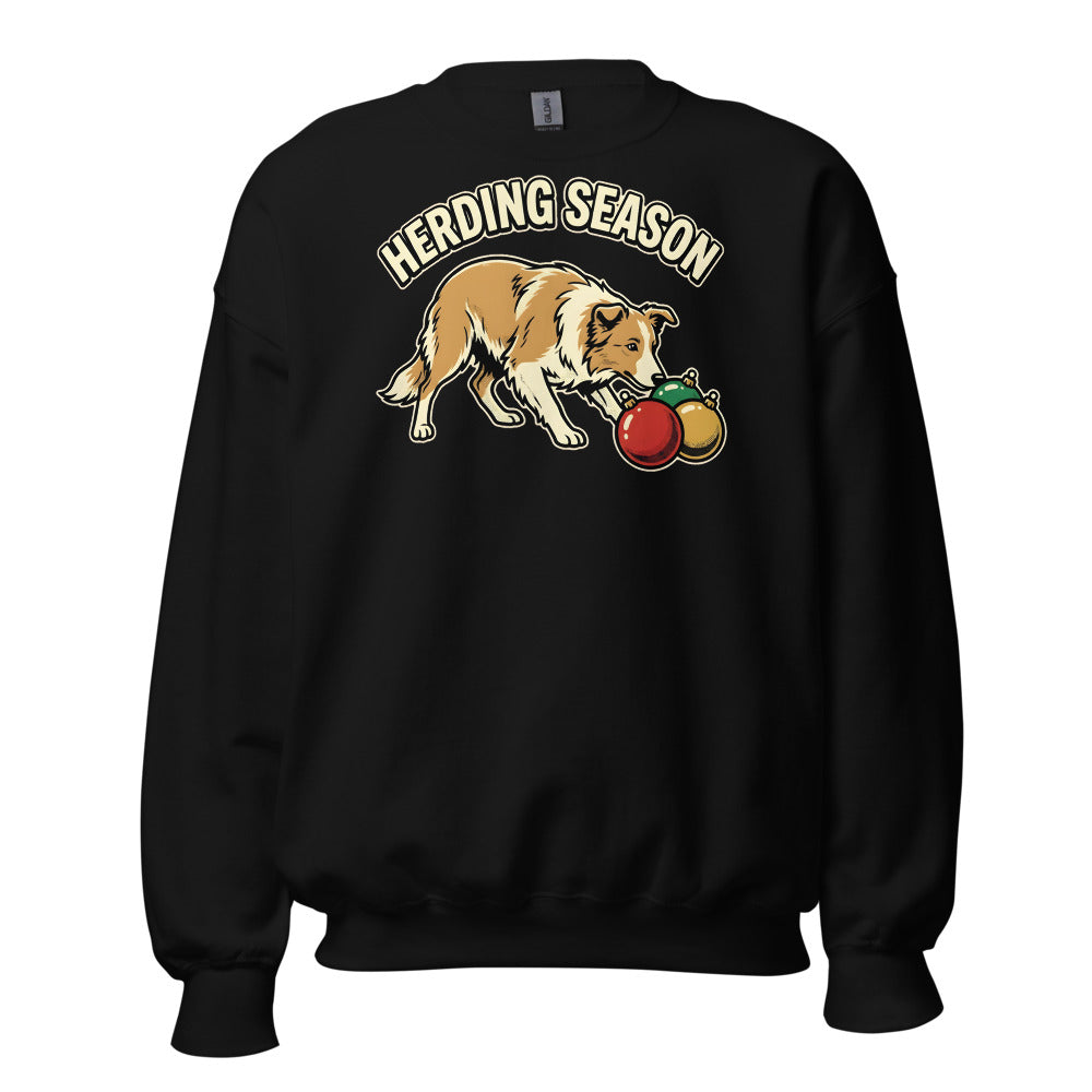 Ornament Wrangler Border Collie funny Christmas sweatshirt in Black