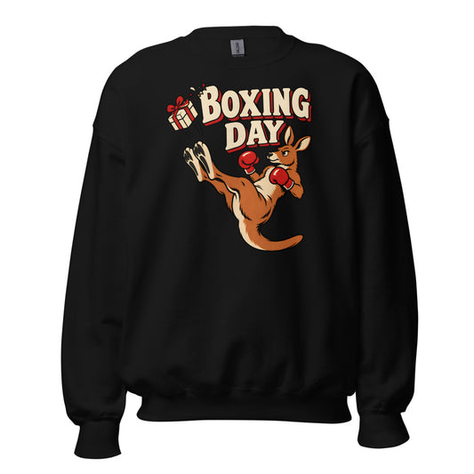 Boxing Day Kangaroo funny Christmas sweatshirt in Black