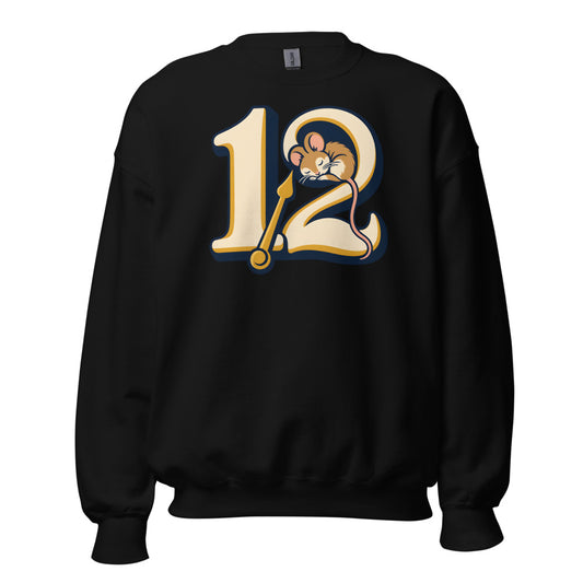 Midnight Countdown Nap Dormouse funny New Year's sweatshirt in Black