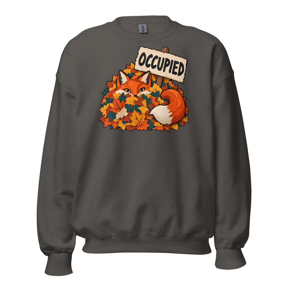 Leaf Pile Sublet Fox funny fall sweatshirt in Asphalt