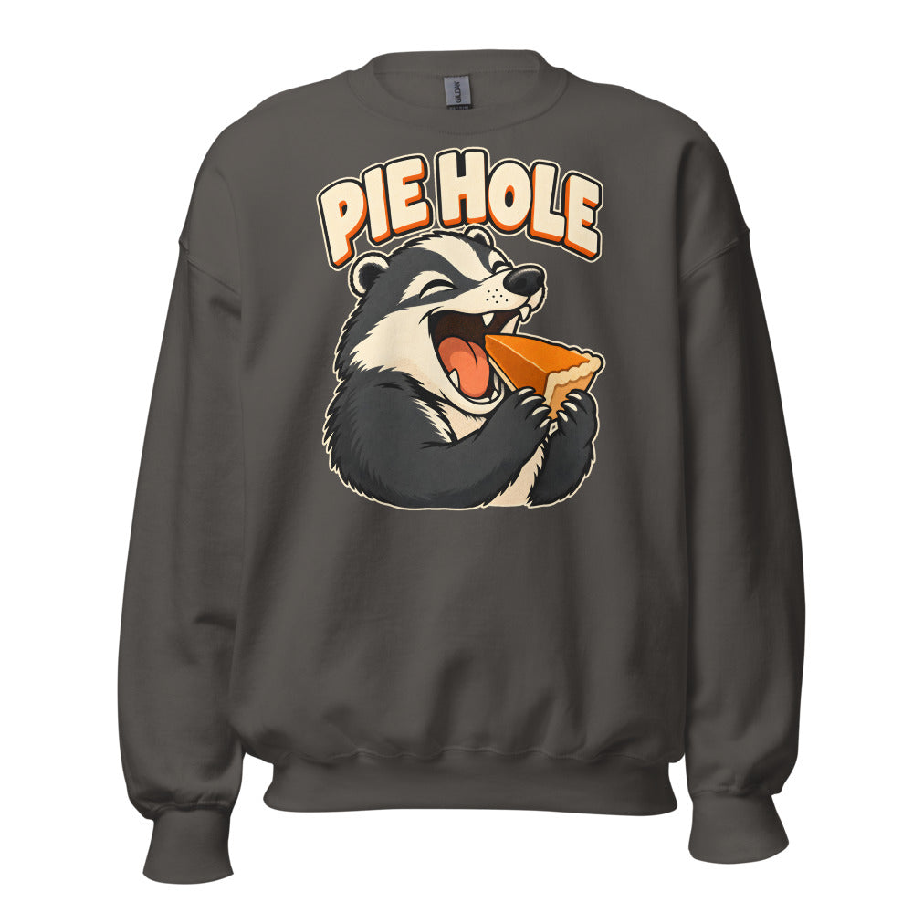 Pie Priority Badger funny Thanksgiving sweatshirt in Asphalt