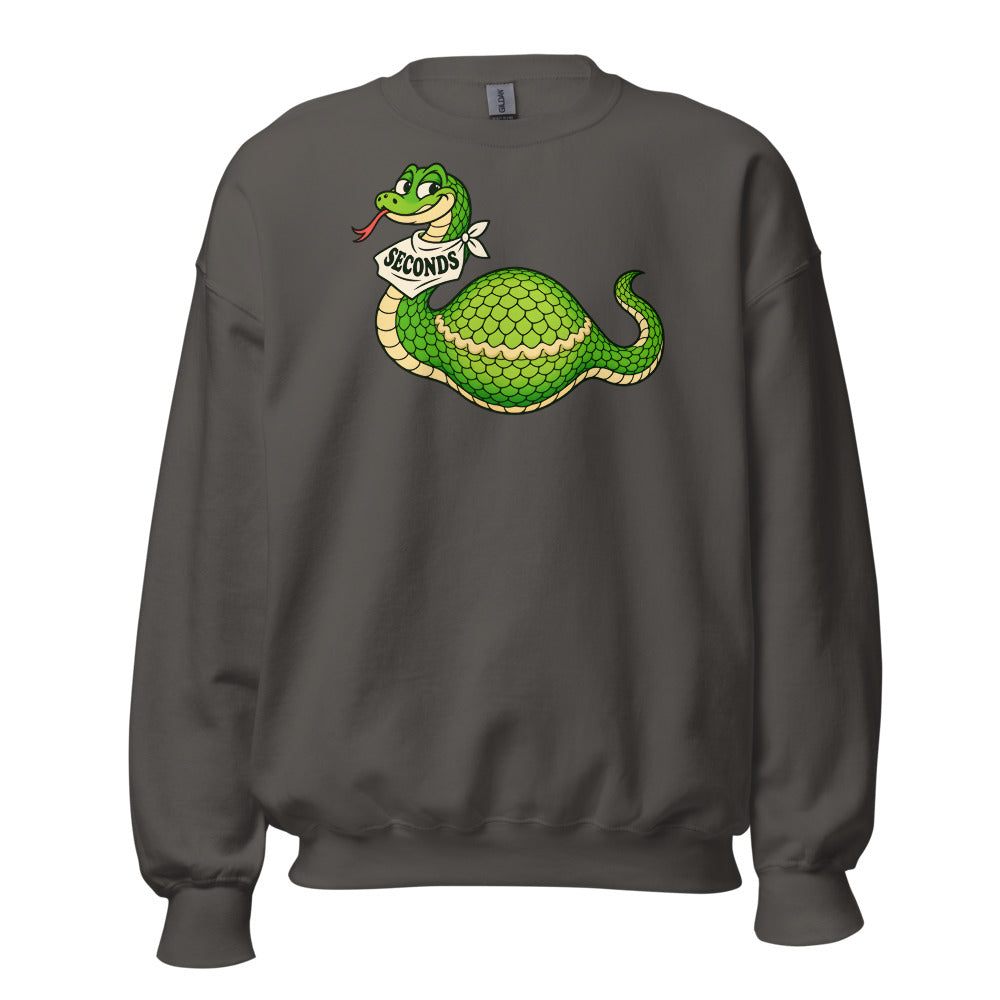 Seconds Snake funny Thanksgiving sweatshirt in Asphalt