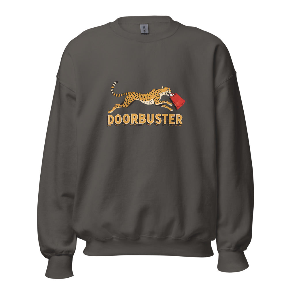 Doorbuster Cheetah funny Thanksgiving sweatshirt in Asphalt