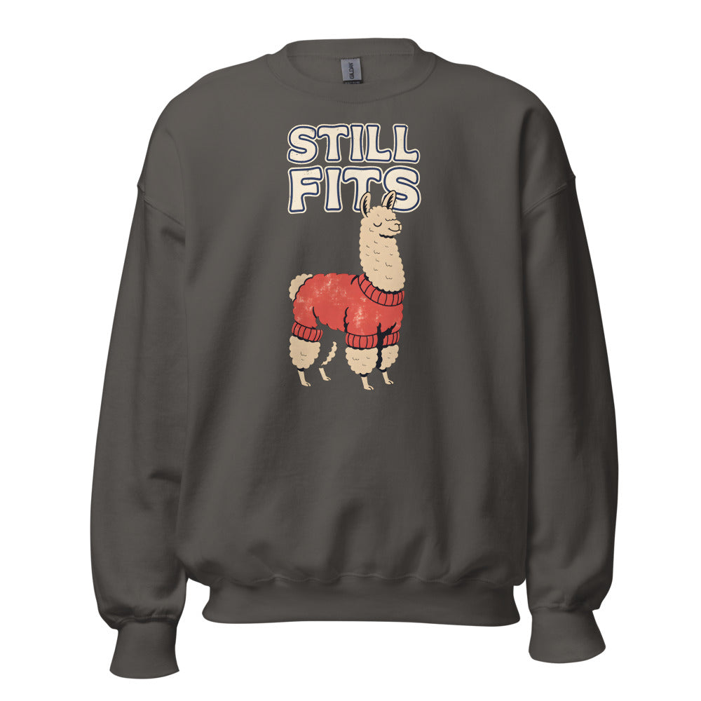 Still Fits Alpaca funny fall sweatshirt in Asphalt