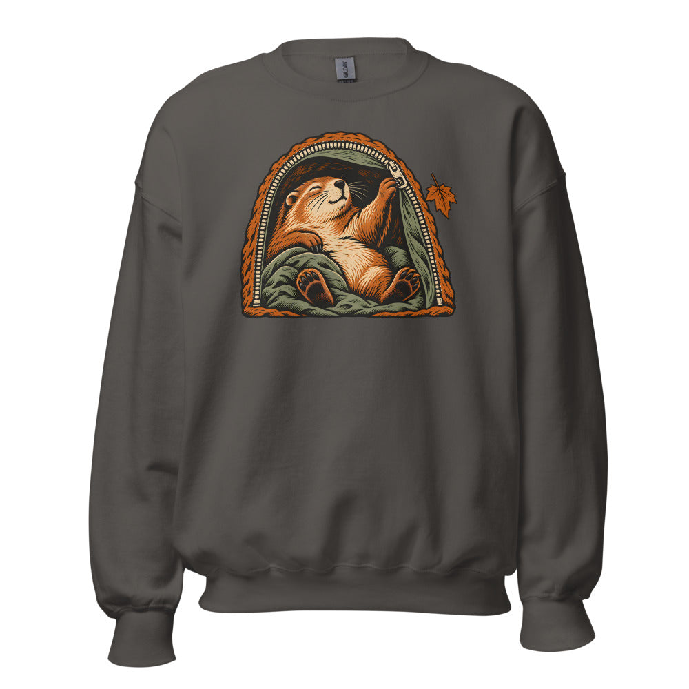 Hibernation Permit Groundhog funny winter sweatshirt in Asphalt