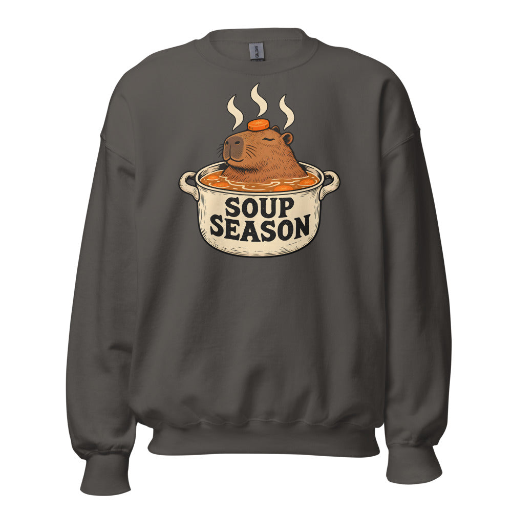 Soup Season Capybara funny winter sweatshirt in Asphalt