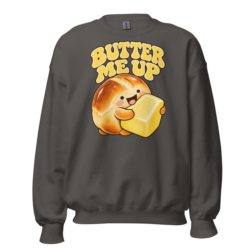 Butter Me Up Dinner Roll funny Christmas sweatshirt in Asphalt
