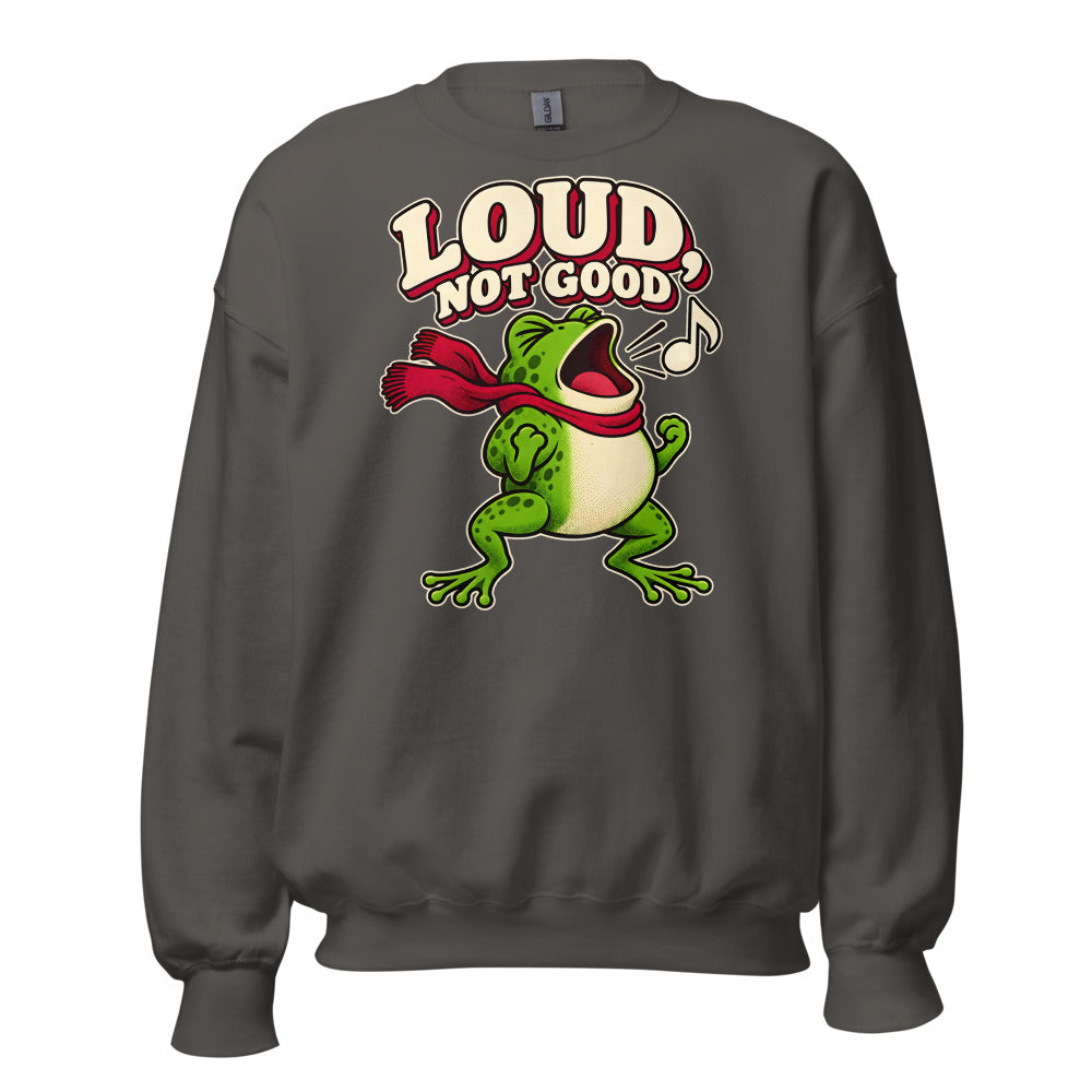 Carol Soloist Frog funny Christmas sweatshirt in Asphalt