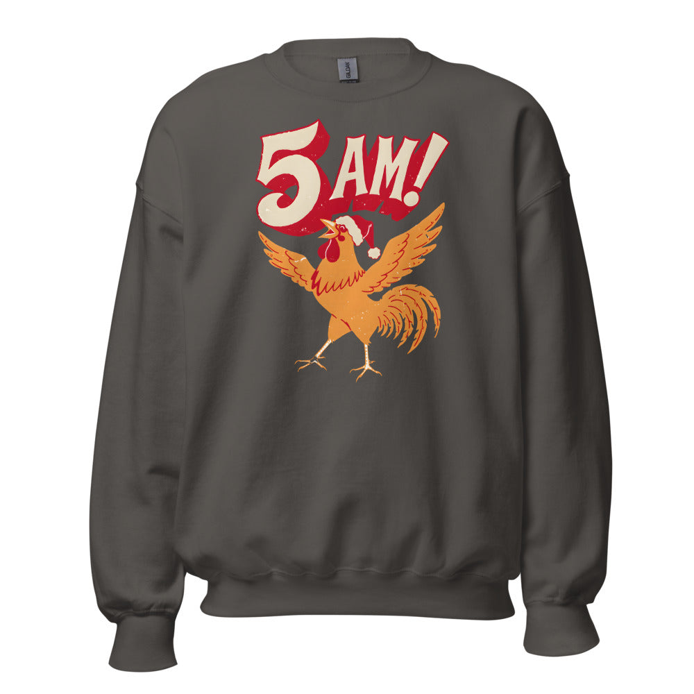 Christmas Alarm Rooster funny Christmas sweatshirt in Asphalt